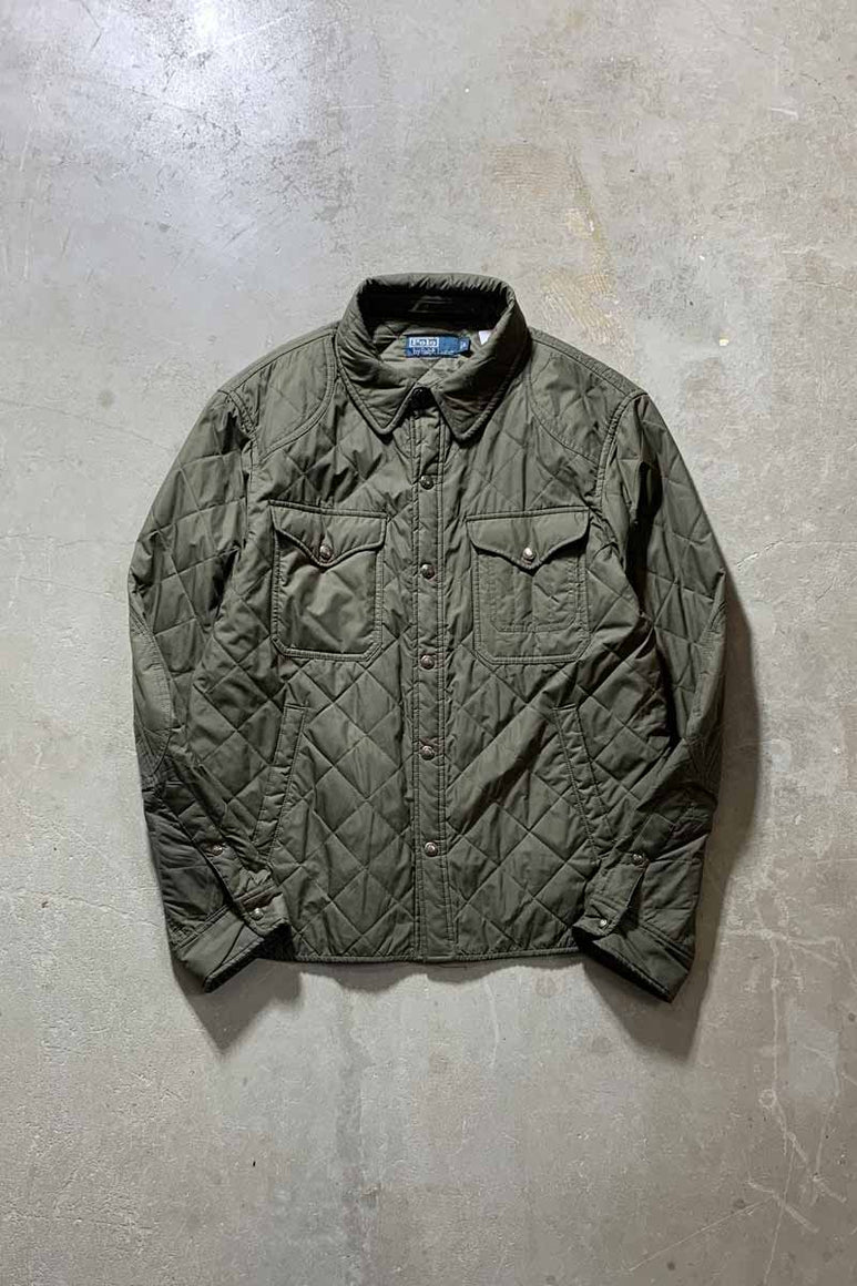 90'S QUILTING SHIRT JACKET / OLIVE [SIZE: L USED]