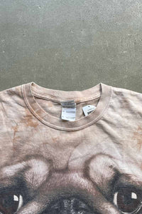 11'S S/S DOG PRINT TIE DYE ANIMAL T-SHIRT / BROWN [SIZE: XL USED]