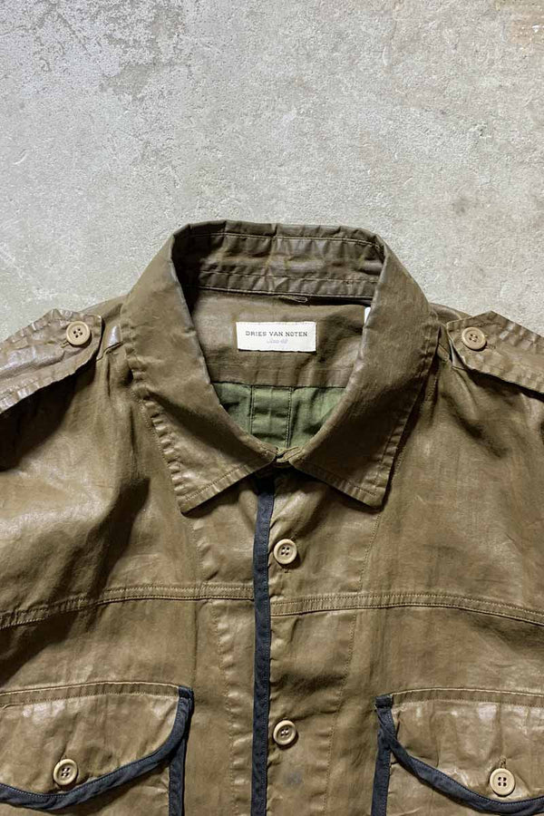 MADE IN ROMANIA 16AW L/S COTTON MILITARY DESIGN SHIRT / KHAKI [SIZE: M USED]