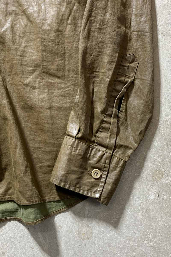 MADE IN ROMANIA 16AW L/S COTTON MILITARY DESIGN SHIRT / KHAKI [SIZE: M USED]