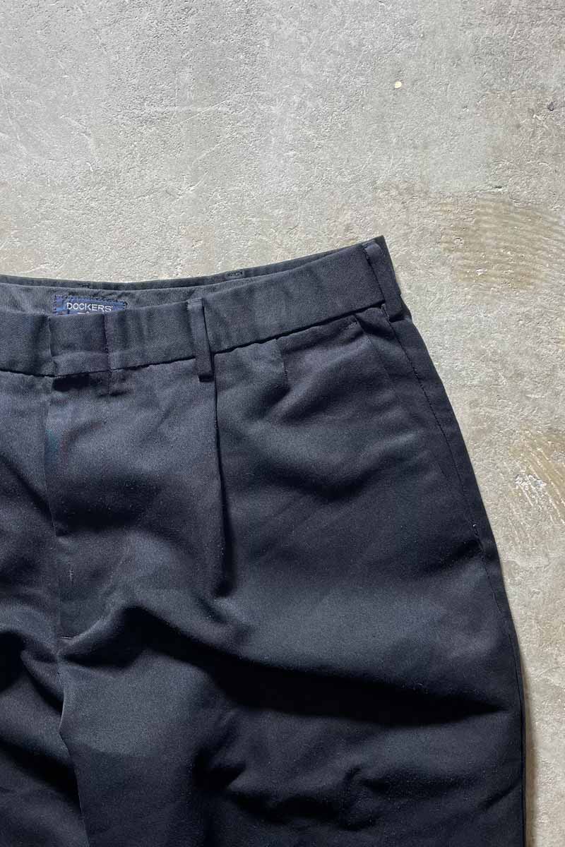 TUCK SLACKS PANTS / NAVY [SIZE: W33 x L34 USED]