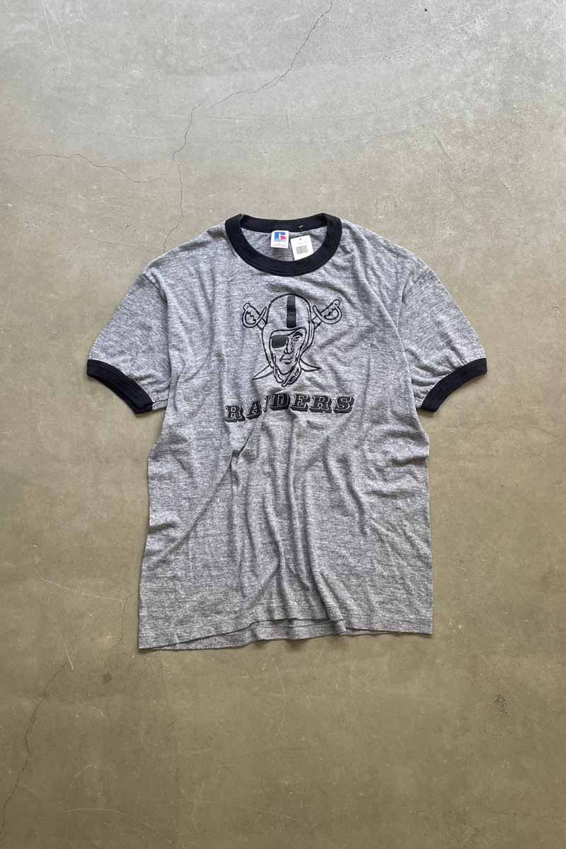 90s VINTAGE RAIDERS RUSSEL プリントTシャツ L 古着 90年代 ラッセル Russell NFL LOS ANGELES RAIDERS