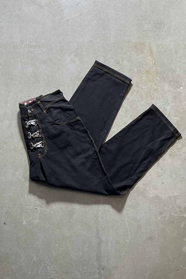Y2K EARLY 00'S HOOK CANVAS PANTS / BLACK [SIZE: 34 USED]