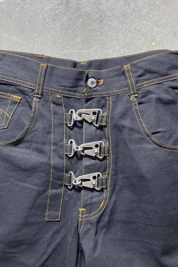 Y2K EARLY 00'S HOOK CANVAS PANTS / BLACK [SIZE: 34 USED]