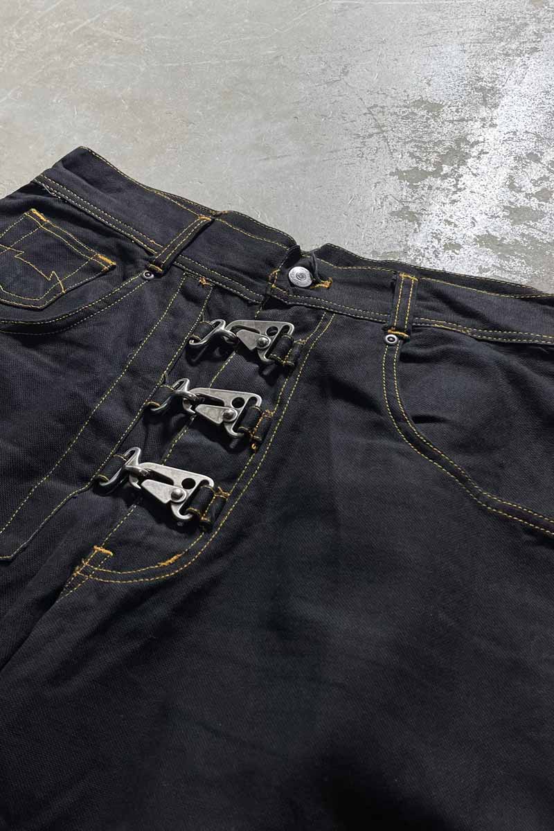 Y2K EARLY 00'S HOOK CANVAS PANTS / BLACK [SIZE: 34 USED]