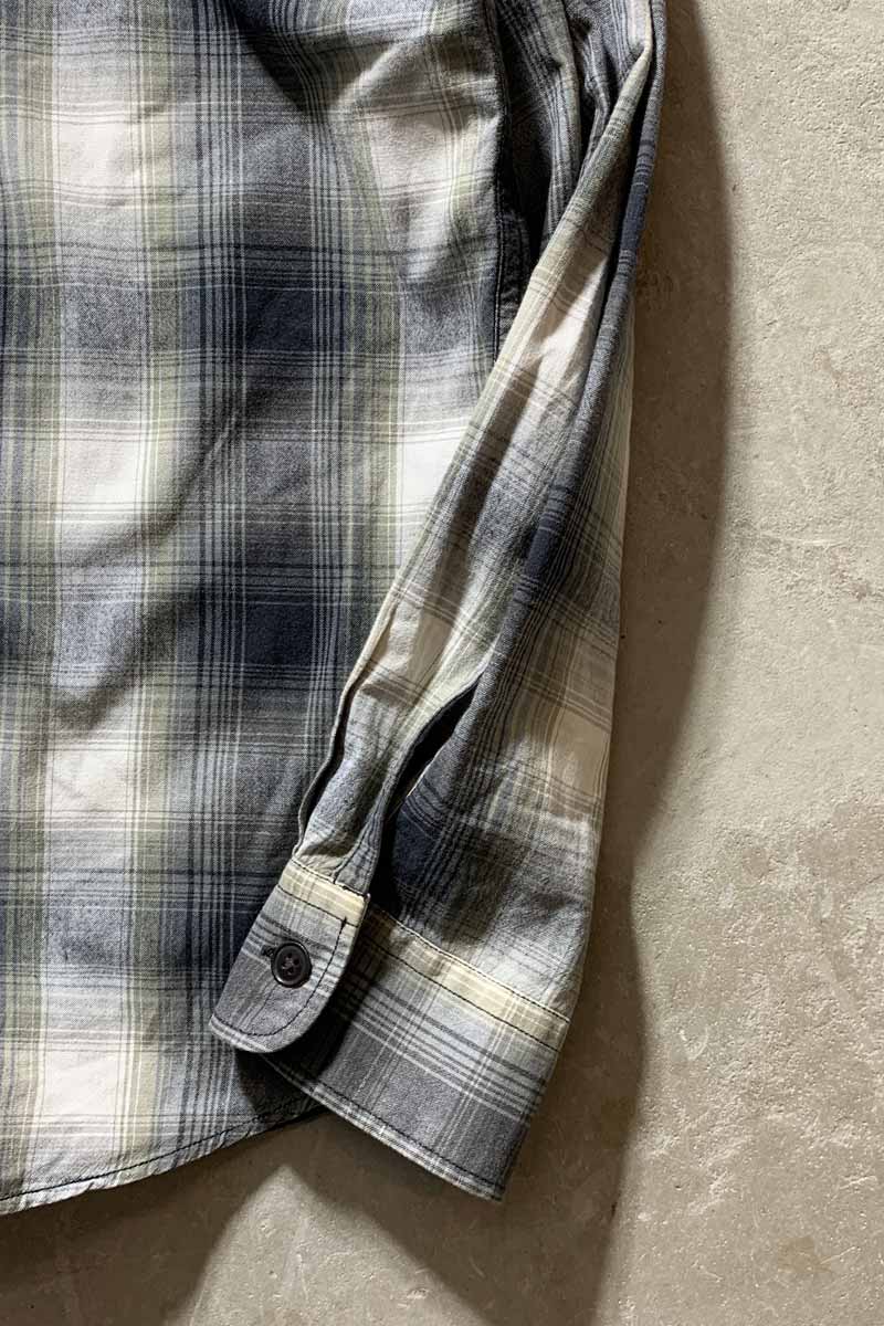 90'S L/S OMBRE CHECK SHIRT / GREEN / WHITE [SIZE: L USED]