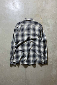 90'S L/S OMBRE CHECK SHIRT / GREEN / WHITE [SIZE: L USED]