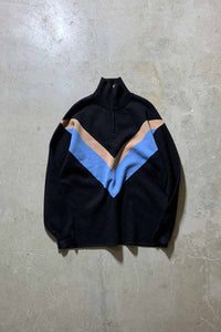 HALF ZIP DESGIN REYON POLY KNIT SWEATER / BLACK [SIZE: M USED]