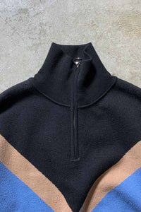 HALF ZIP DESGIN REYON POLY KNIT SWEATER / BLACK [SIZE: M USED]