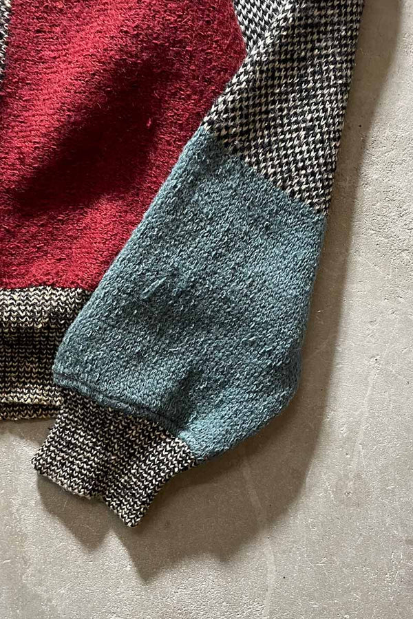 MADE IN ITALY 90'S V-NECK DESIGN WOOL KNIT SWEATER / MULTI [SIZE: L USED]