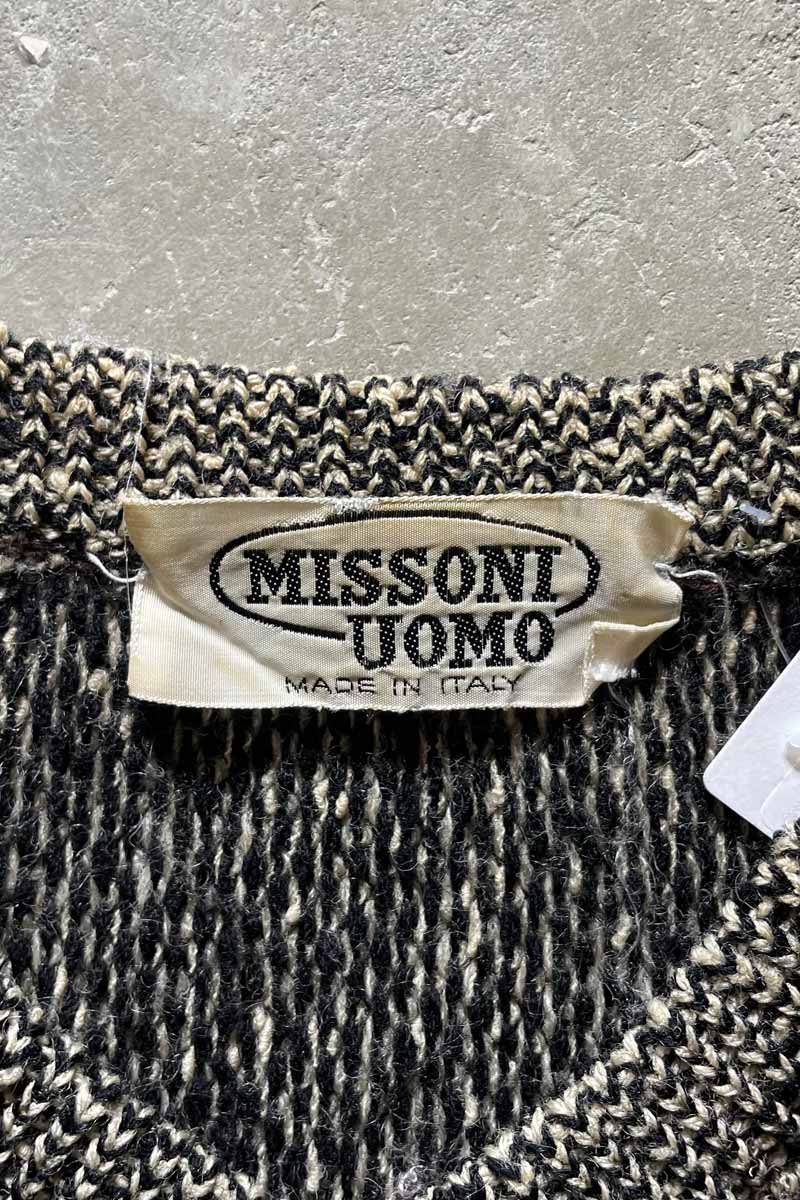 MADE IN ITALY 90'S V-NECK DESIGN WOOL KNIT SWEATER / MULTI [SIZE: L USED]