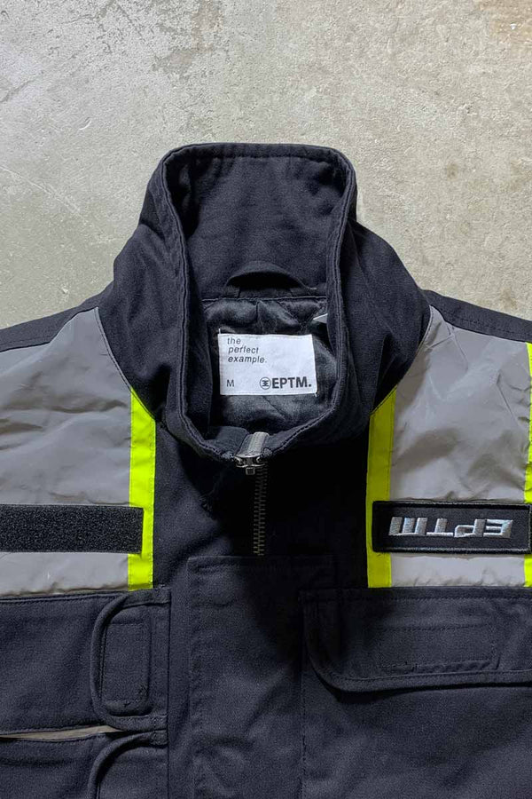 REFLECTOR ZIP UP HUNTING VEST W/QUILTING LINER / BLACK [SIZE: M USED]