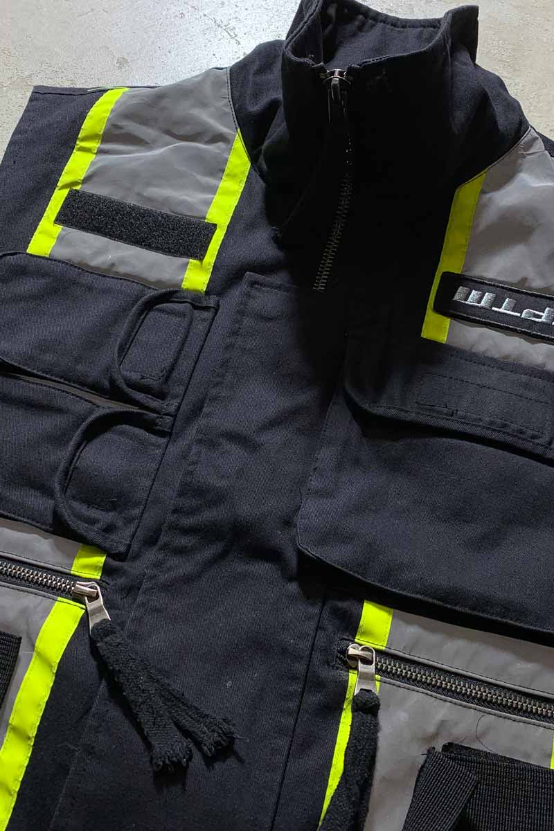 REFLECTOR ZIP UP HUNTING VEST W/QUILTING LINER / BLACK [SIZE: M USED]