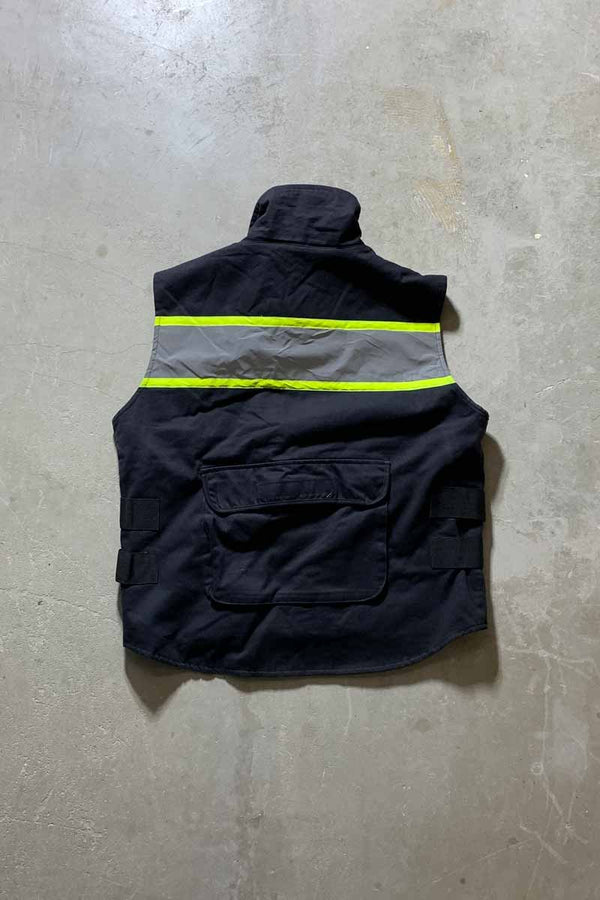 REFLECTOR ZIP UP HUNTING VEST W/QUILTING LINER / BLACK [SIZE: M USED]