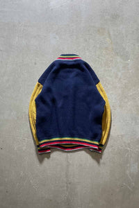 MADE IN SPAIN 90'S LOGO DESIGN ACRYLIC WOOL KNIT SWEATER / NAVY [SIZE: M USED]