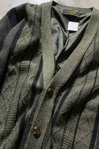 MADE IN CANADA 90'S ACRYLIC WOOL KNIT CARDIGAN / OLIVE [SIZE: L USED]