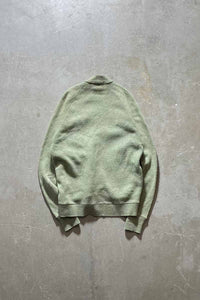 60-70'S SUEDE WOOL KNIT CARDIGAN / GREEN [SIZE: L USED]