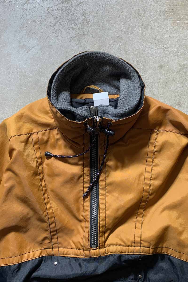 90'S HALF ZIP SNOWBOARD GEAR NYLON ANORAK JACKET W/FLEECE / ORANGE [SIZE: M USED]