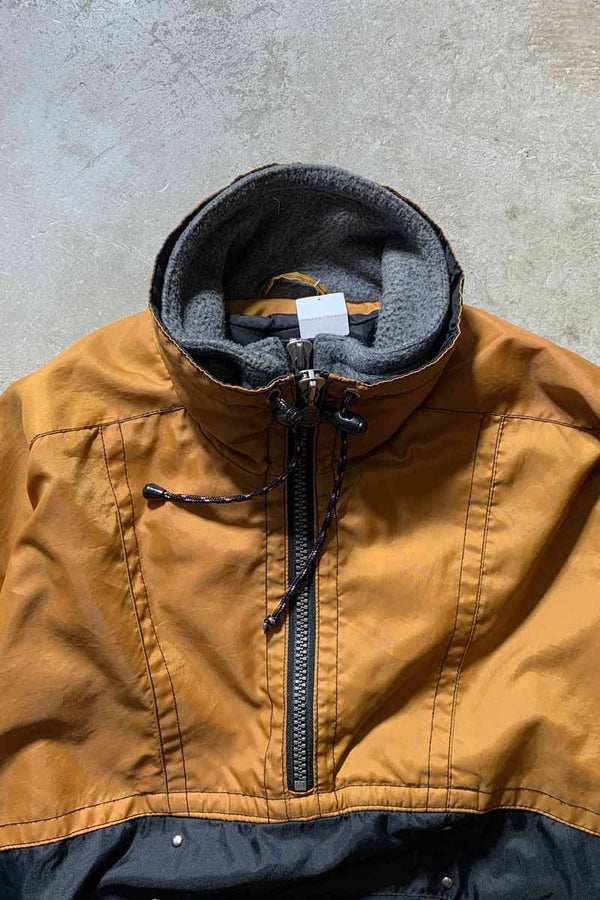 90'S HALF ZIP SNOWBOARD GEAR NYLON ANORAK JACKET W/FLEECE / ORANGE [SIZE: M USED]