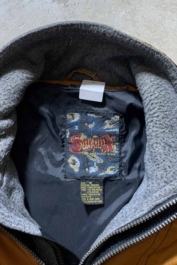 90'S HALF ZIP SNOWBOARD GEAR NYLON ANORAK JACKET W/FLEECE / ORANGE [SIZE: M USED]