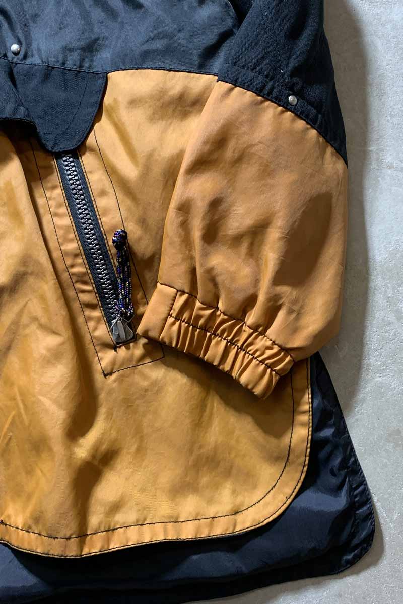 90'S HALF ZIP SNOWBOARD GEAR NYLON ANORAK JACKET W/FLEECE / ORANGE [SIZE: M USED]