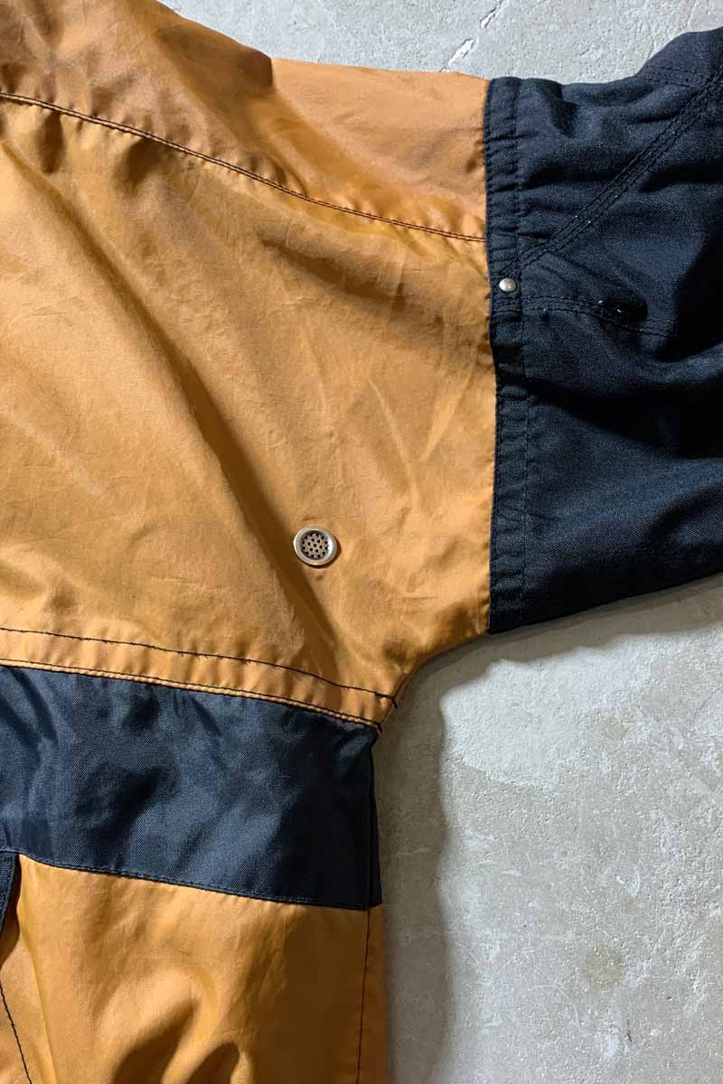90'S HALF ZIP SNOWBOARD GEAR NYLON ANORAK JACKET W/FLEECE / ORANGE [SIZE: M USED]