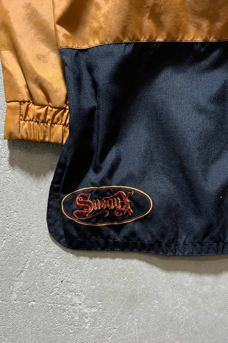 90'S HALF ZIP SNOWBOARD GEAR NYLON ANORAK JACKET W/FLEECE / ORANGE [SIZE: M USED]