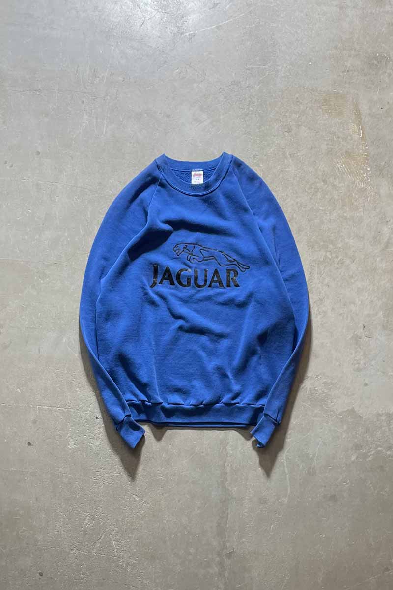 MADE IN USA 80'S JAGUAR PRINT SWEATSHIRT / BLUE [SIZE: XL USED]