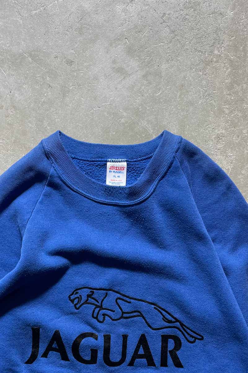 MADE IN USA 80'S JAGUAR PRINT SWEATSHIRT / BLUE [SIZE: XL USED]