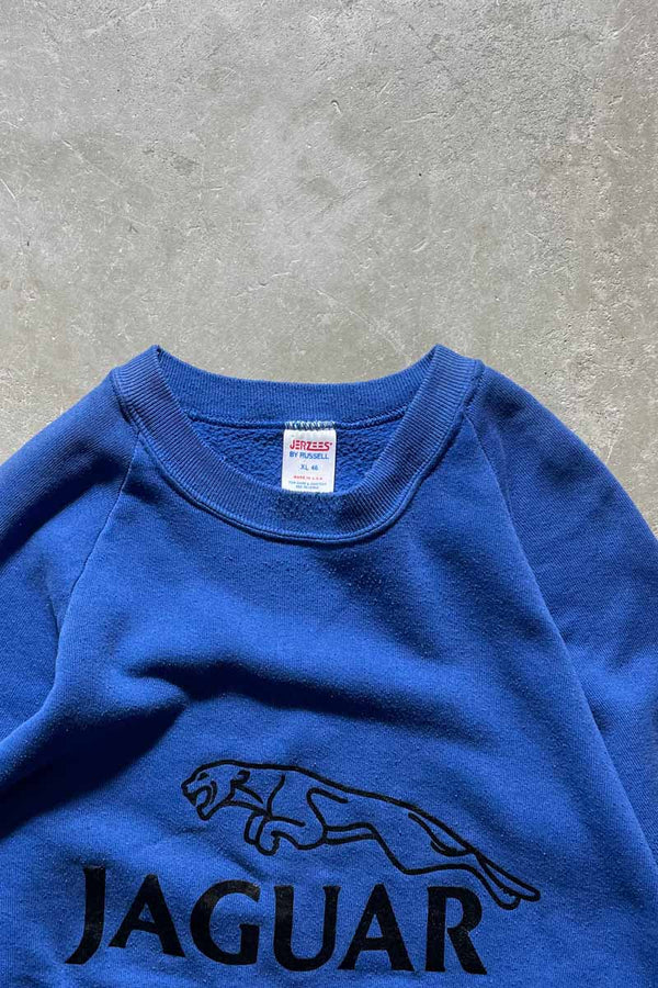MADE IN USA 80'S JAGUAR PRINT SWEATSHIRT / BLUE [SIZE: XL USED]