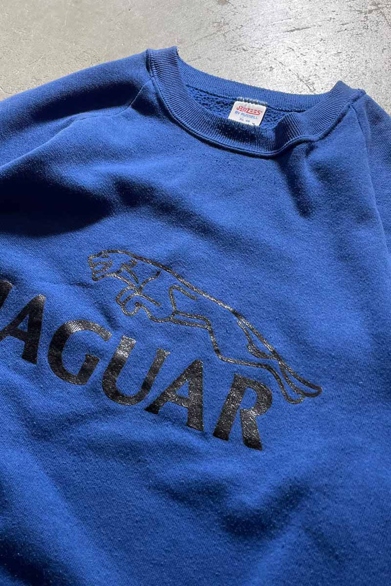 MADE IN USA 80'S JAGUAR PRINT SWEATSHIRT / BLUE [SIZE: XL USED]