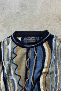 90'S 3D COOGI COTTON KNIT SWEATER / BLUE [SIZE: 2XL USED]