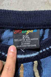 90'S 3D COOGI COTTON KNIT SWEATER / BLUE [SIZE: 2XL USED]