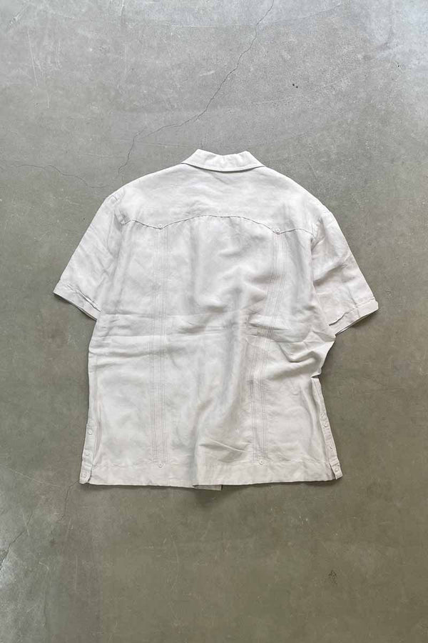90'S S/S RAMIE RAYON CUBA SHIRT / IVORY [SIZE: L USED]