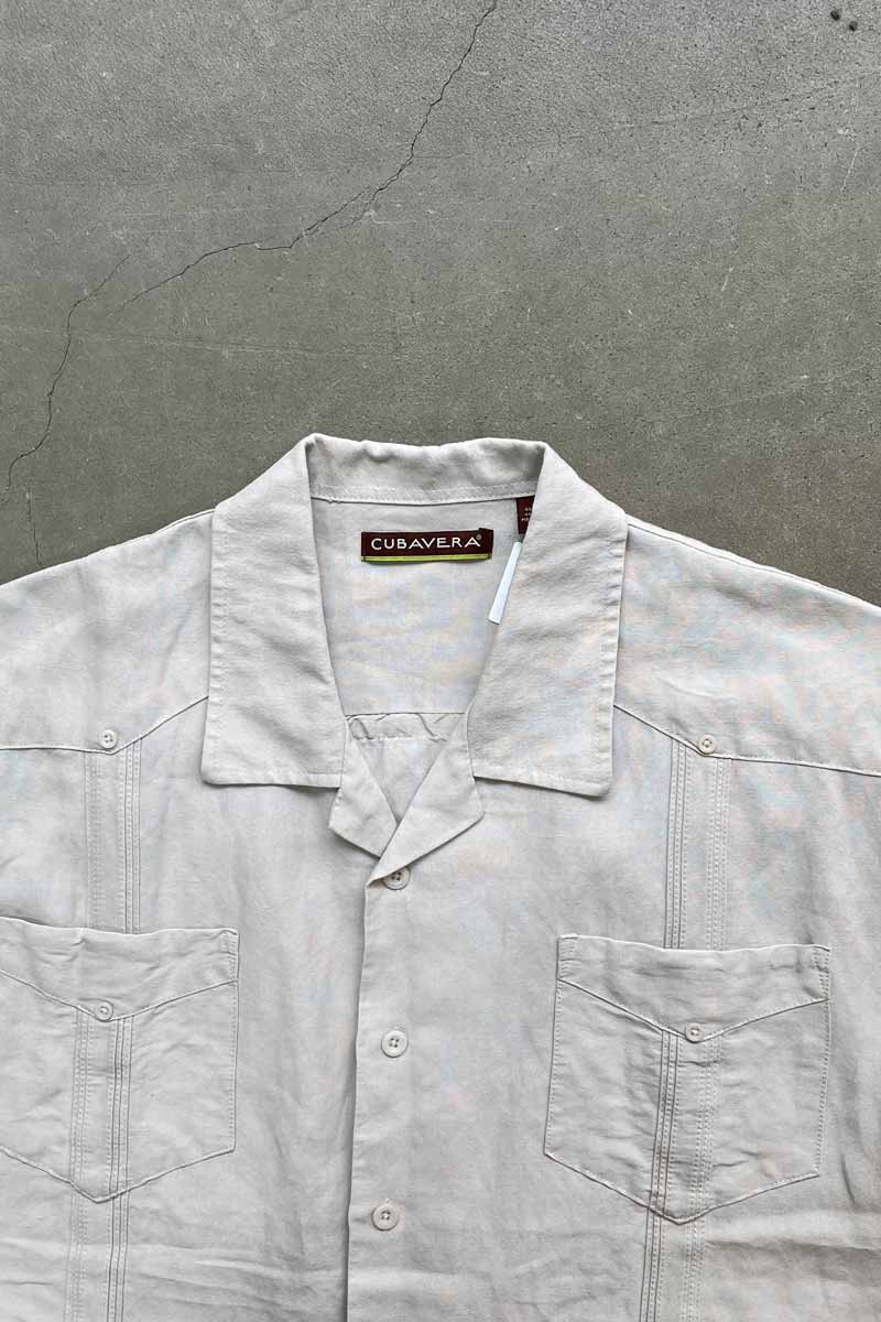 90'S S/S RAMIE RAYON CUBA SHIRT / IVORY [SIZE: L USED]