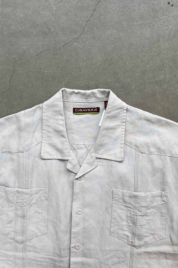 90'S S/S RAMIE RAYON CUBA SHIRT / IVORY [SIZE: L USED]