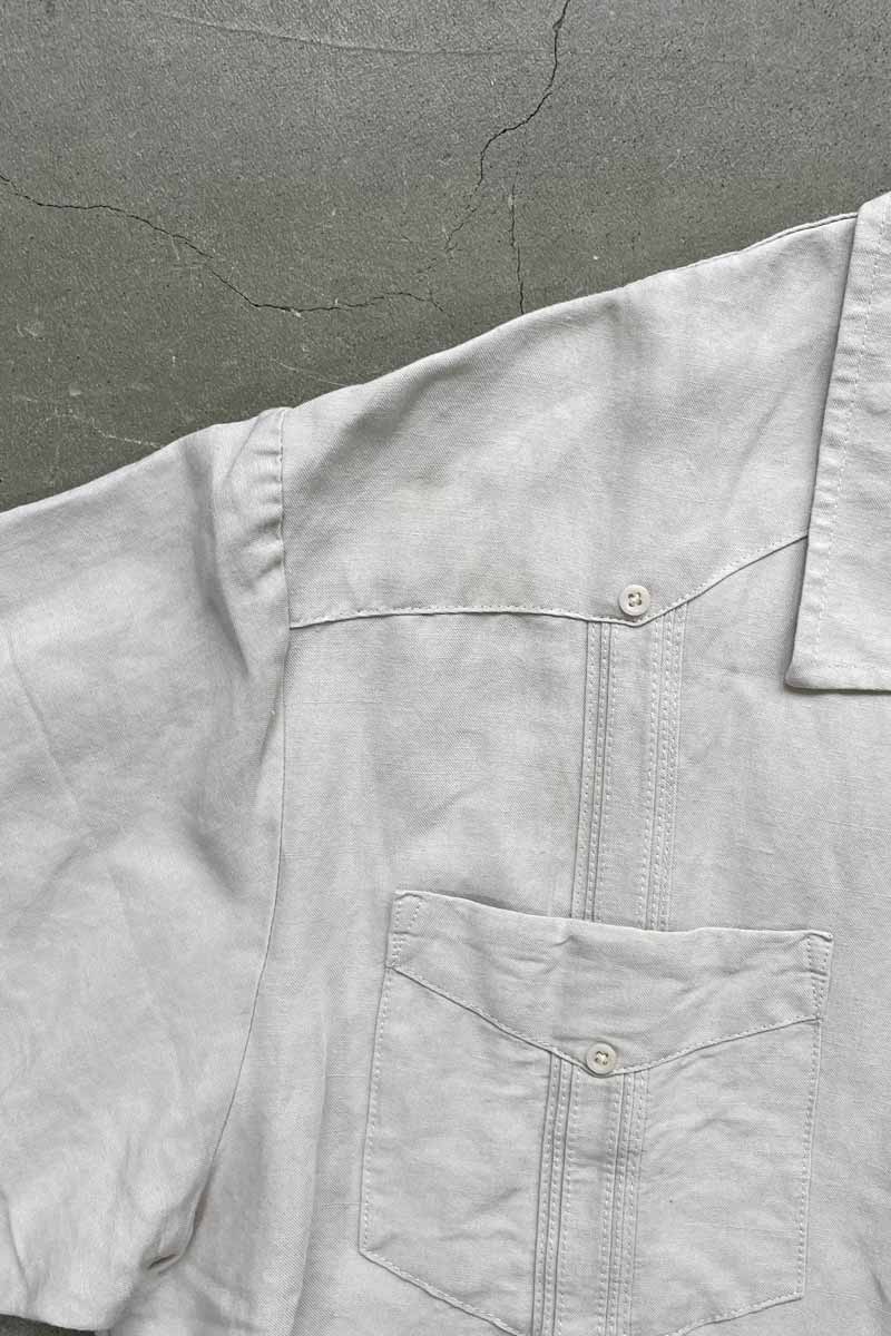 90'S S/S RAMIE RAYON CUBA SHIRT / IVORY [SIZE: L USED]