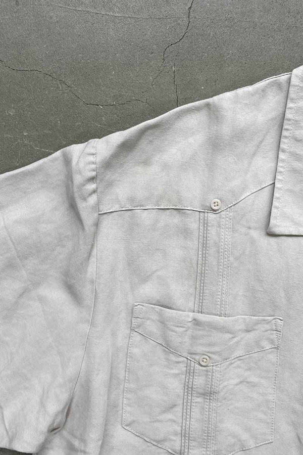 90'S S/S RAMIE RAYON CUBA SHIRT / IVORY [SIZE: L USED]