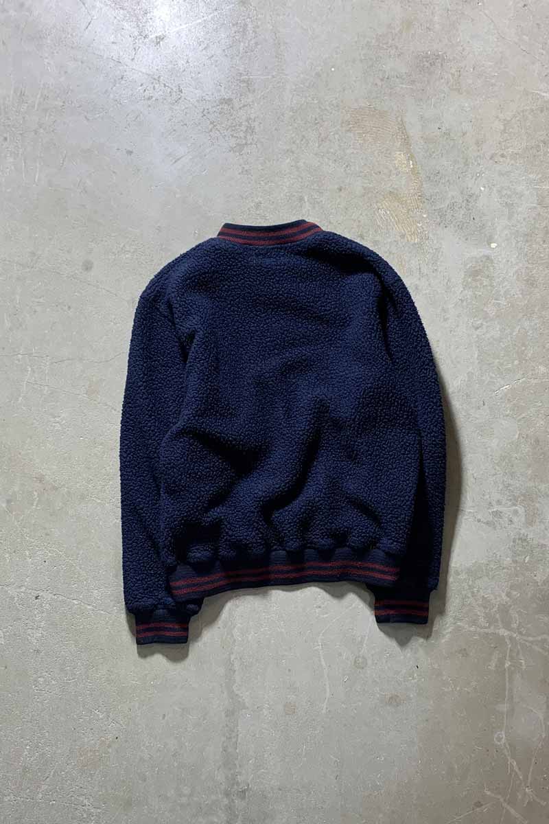 MADE IN USA 90'S LOGO EMBROIDERY BOA FLEECE SWEATSHIRT / NAVY [SIZE: S USED]