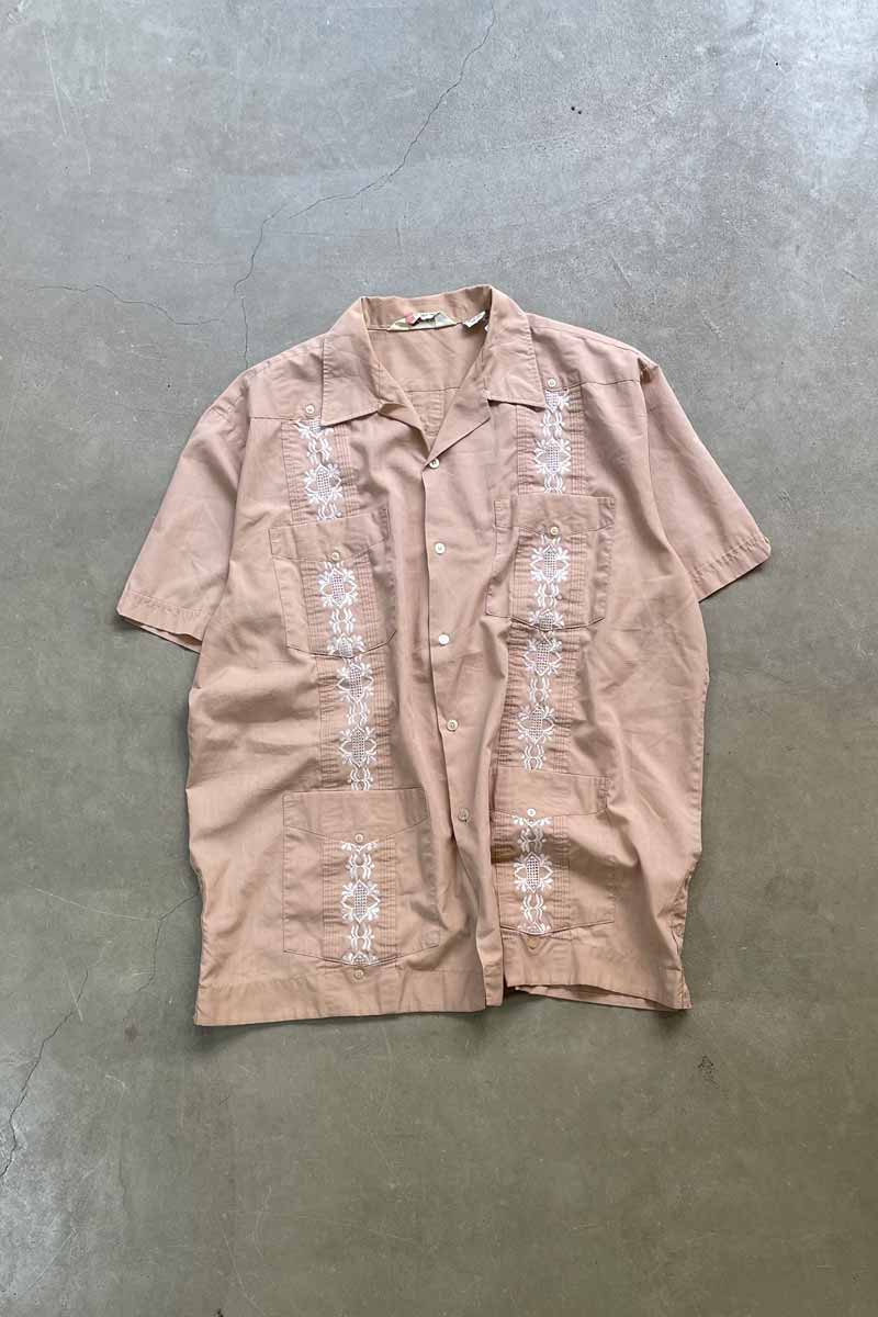 90s S/S CUBA SHIRT / BEIGE [SIZE: XL USED]