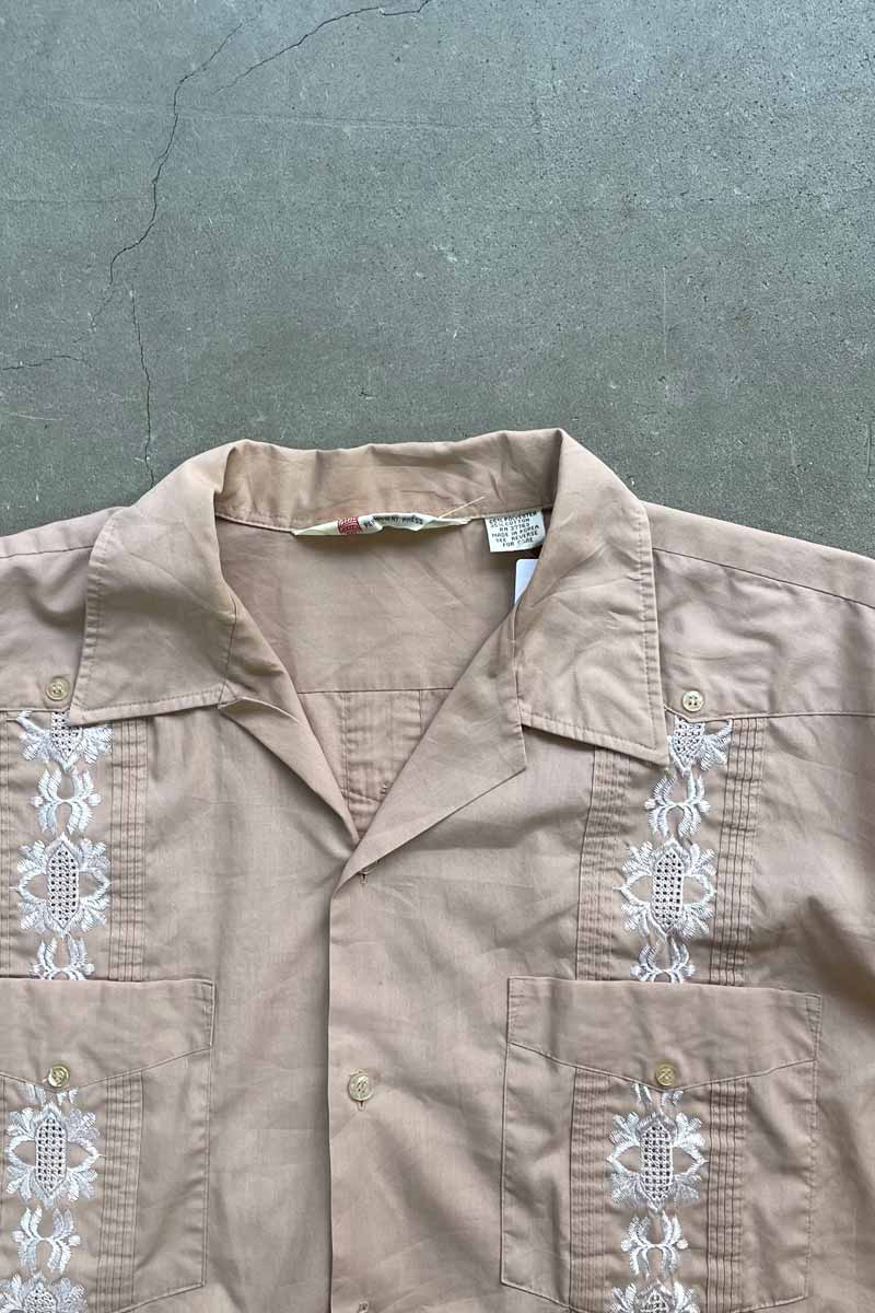 90s S/S CUBA SHIRT / BEIGE [SIZE: XL USED]