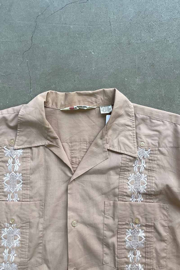 90s S/S CUBA SHIRT / BEIGE [SIZE: XL USED]