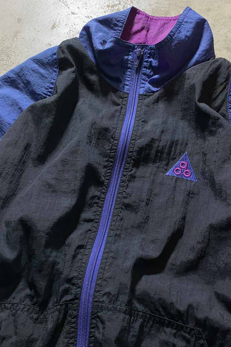 Y2K EARLY 00'S ZIP UP NYLON JACKET / BLACK [SIZE: M USED]