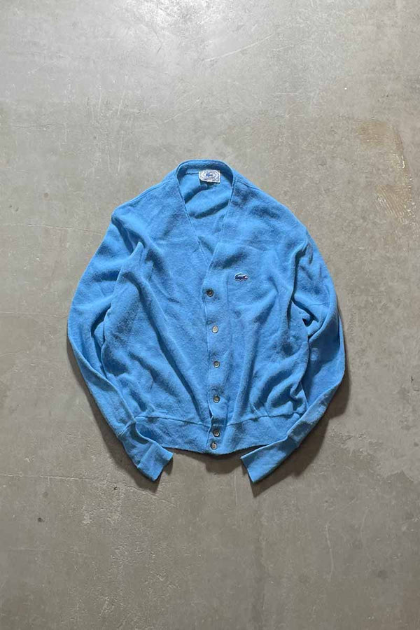 70-80s ACRYLIC KNIT CARDIGAN / LIGHT BLUE [SIZE: L USED]