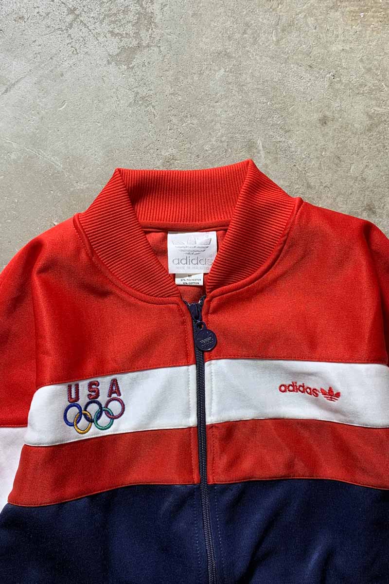 80'S USA OLYMPIC ZIP UP TRACK JACKET / MULTI [SIZE: M USED]