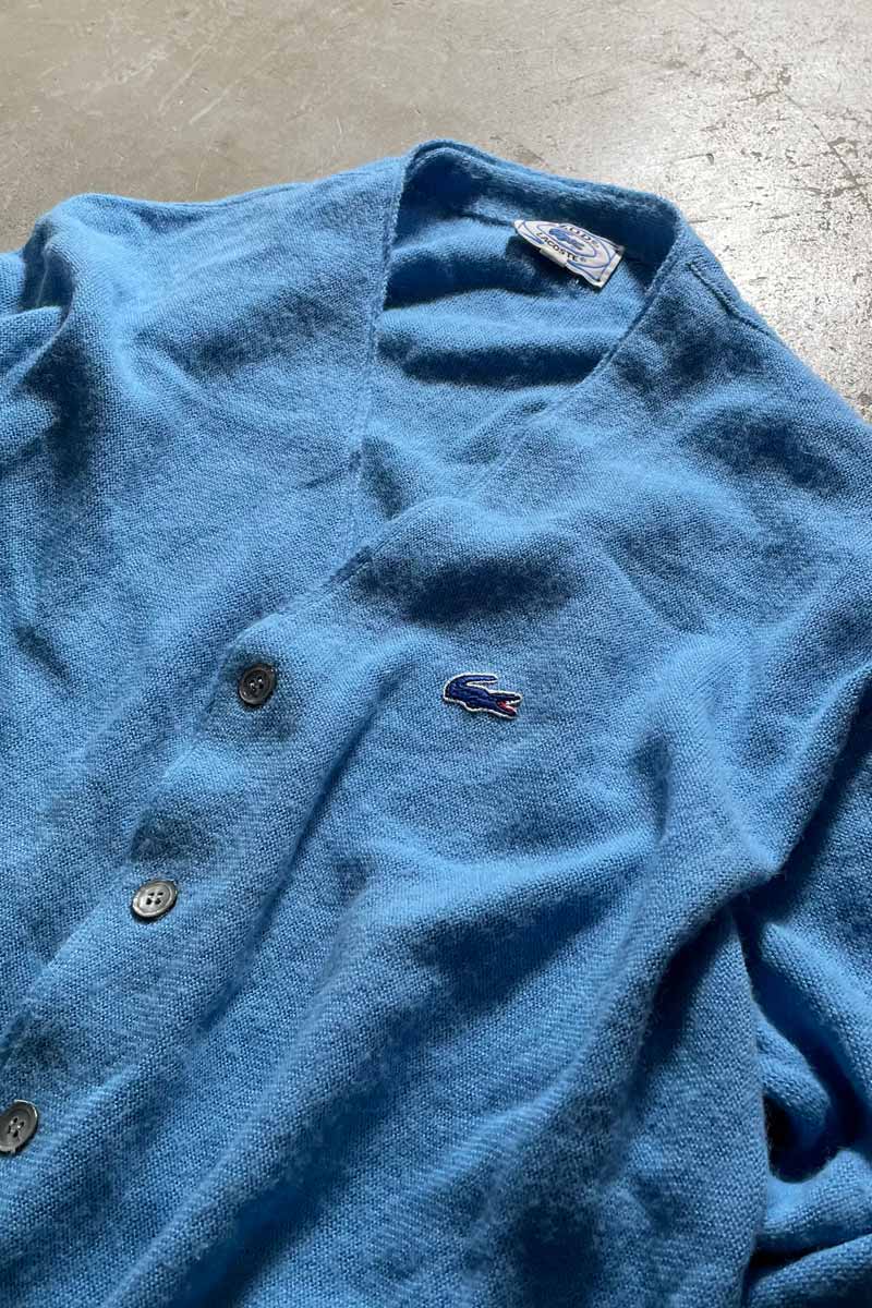 70-80s ACRYLIC KNIT CARDIGAN / LIGHT BLUE [SIZE: L USED]