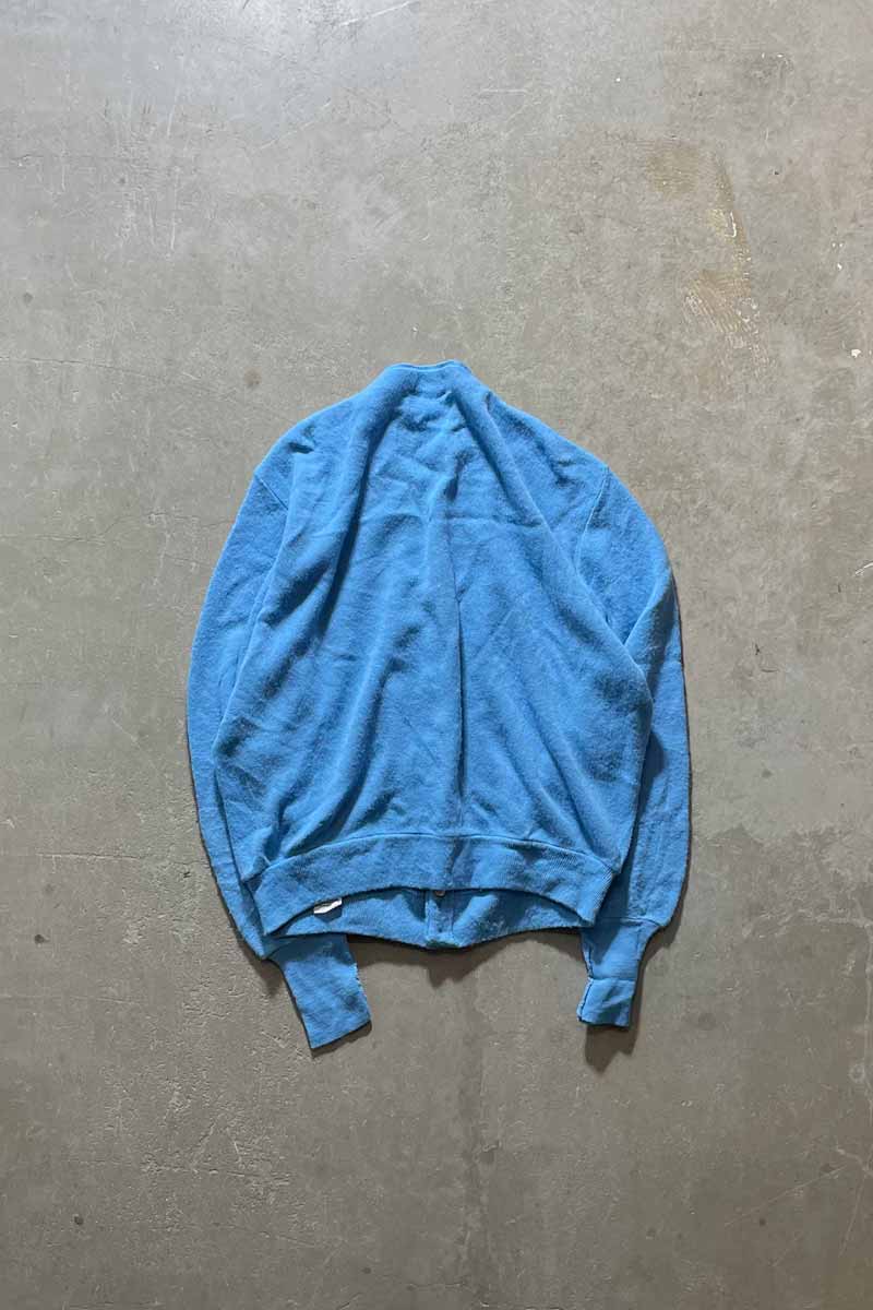 70-80s ACRYLIC KNIT CARDIGAN / LIGHT BLUE [SIZE: L USED]