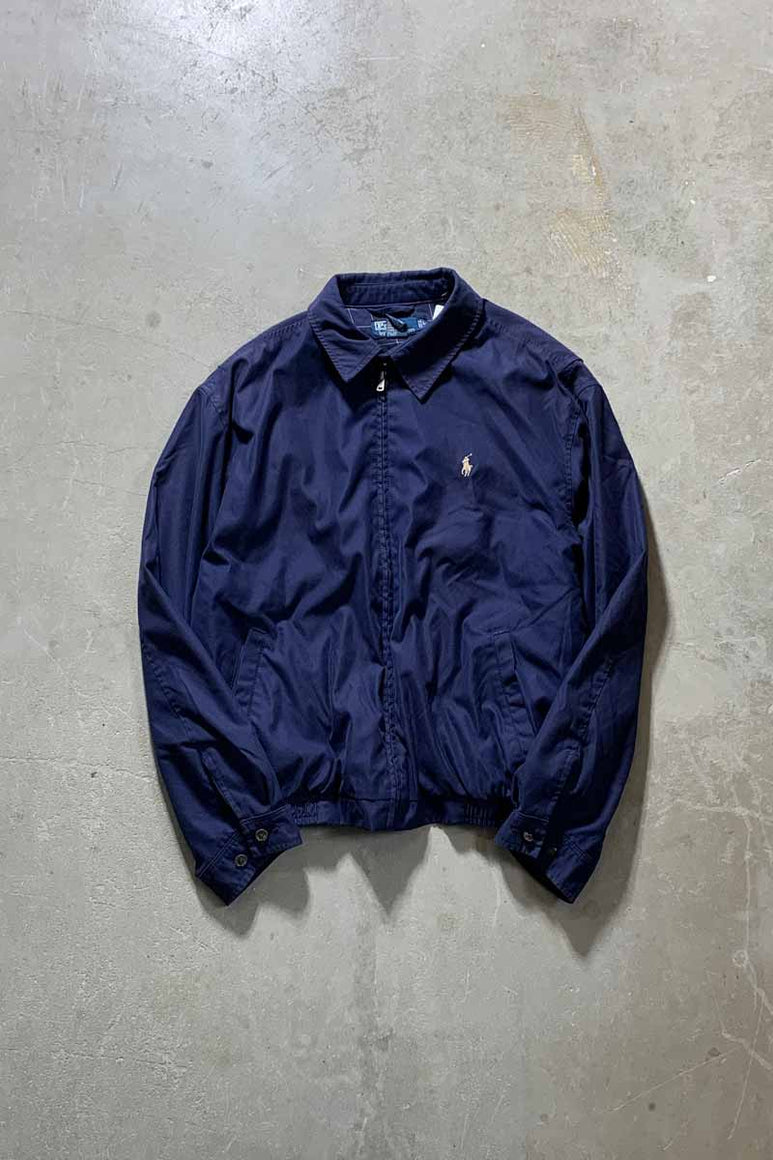 90'S POLYESTER ZIP UP JACKET / NAVY [SIZE: L USED]
