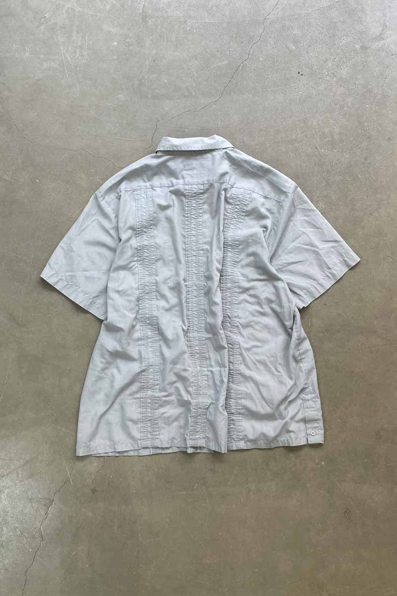 80-90'S S/S ZIP UP CUBA SHIRT / BLUE [SIZE: XL USED]