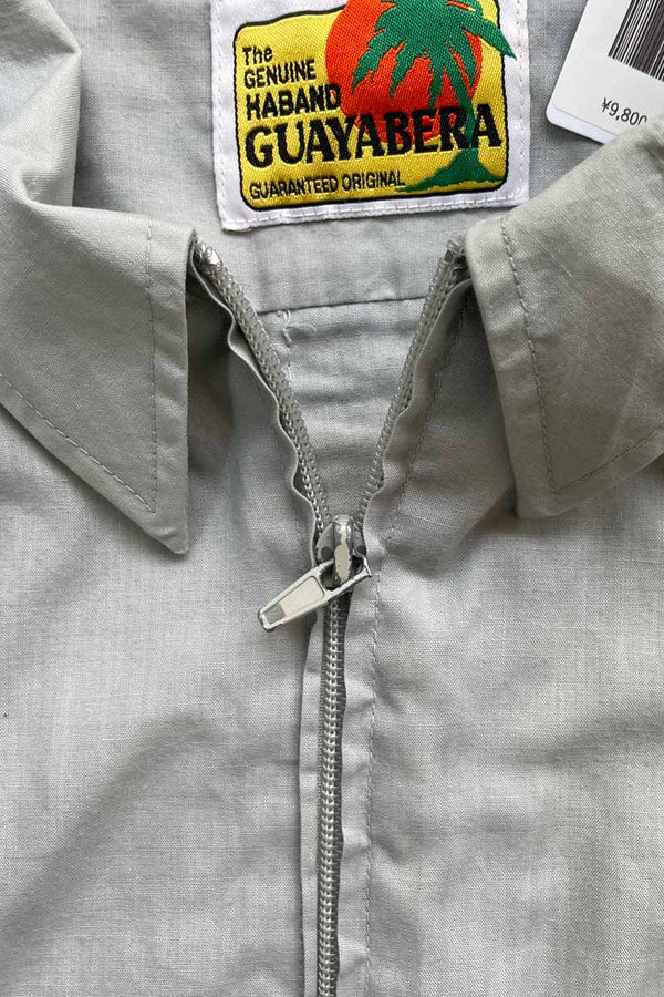 80-90'S S/S ZIP UP CUBA SHIRT / BLUE [SIZE: XL USED]